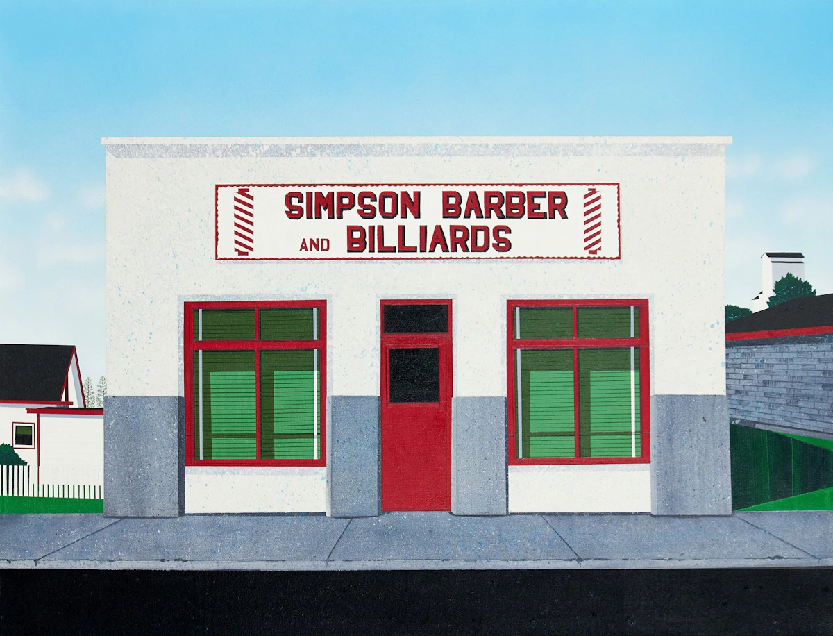 David Thauberger, Barber Shop, acrylic and glitter on canvas