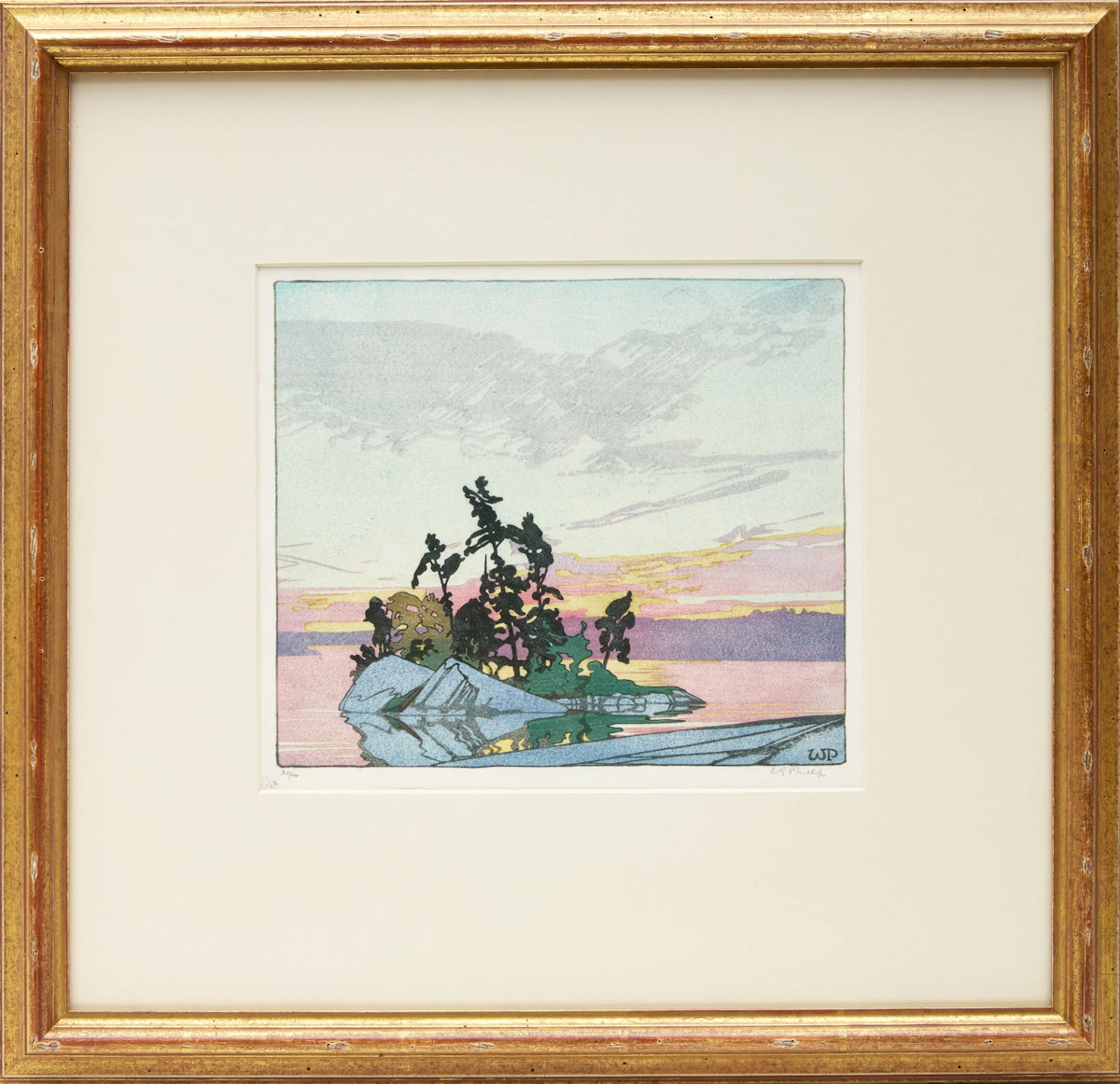 Walter Joseph Phillips, Sunset, Lake of the Woods, colour woodcut - view 2