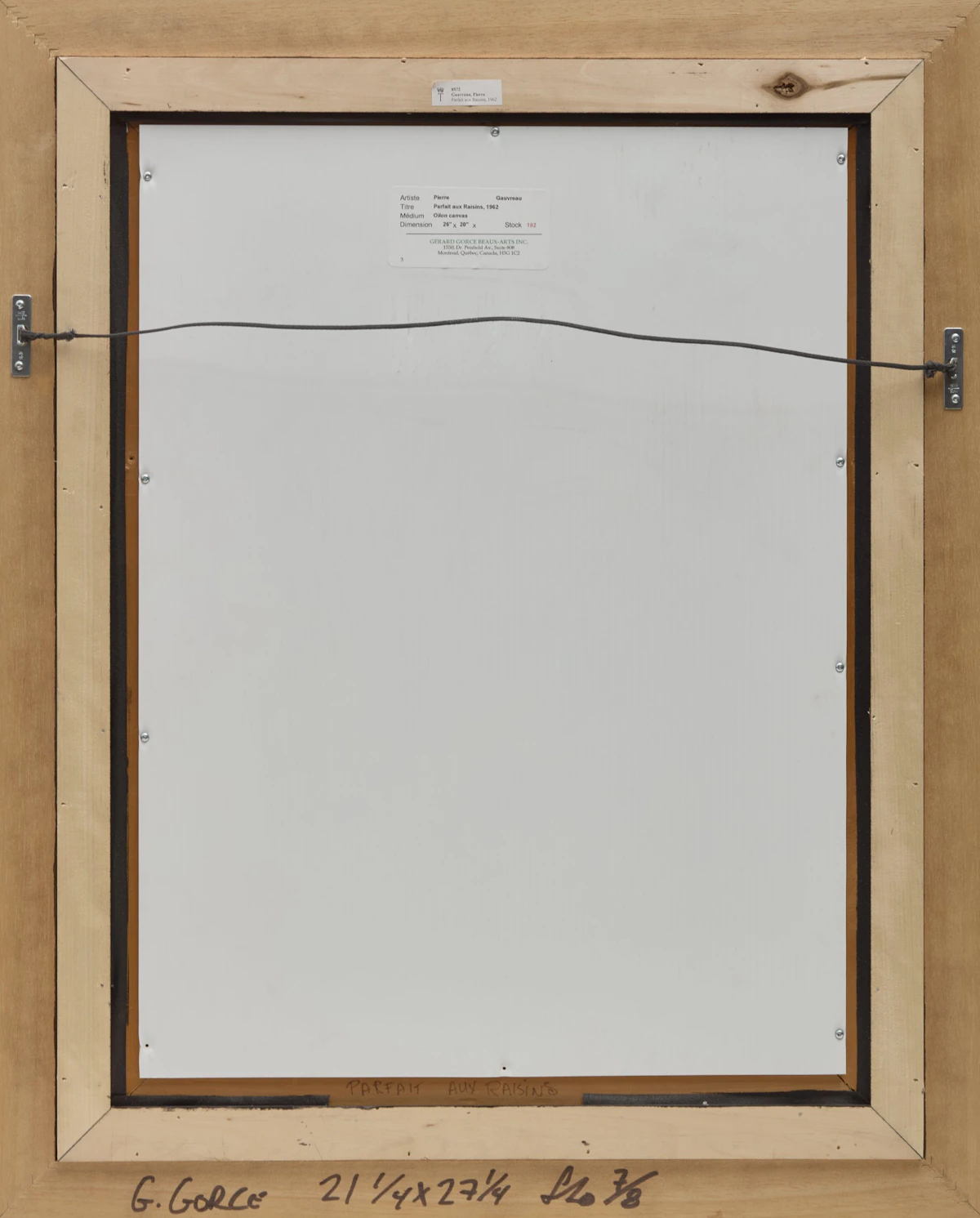 Pierre Gauvreau, Parfait aux raisins, oil on canvas, 1962 - view 4