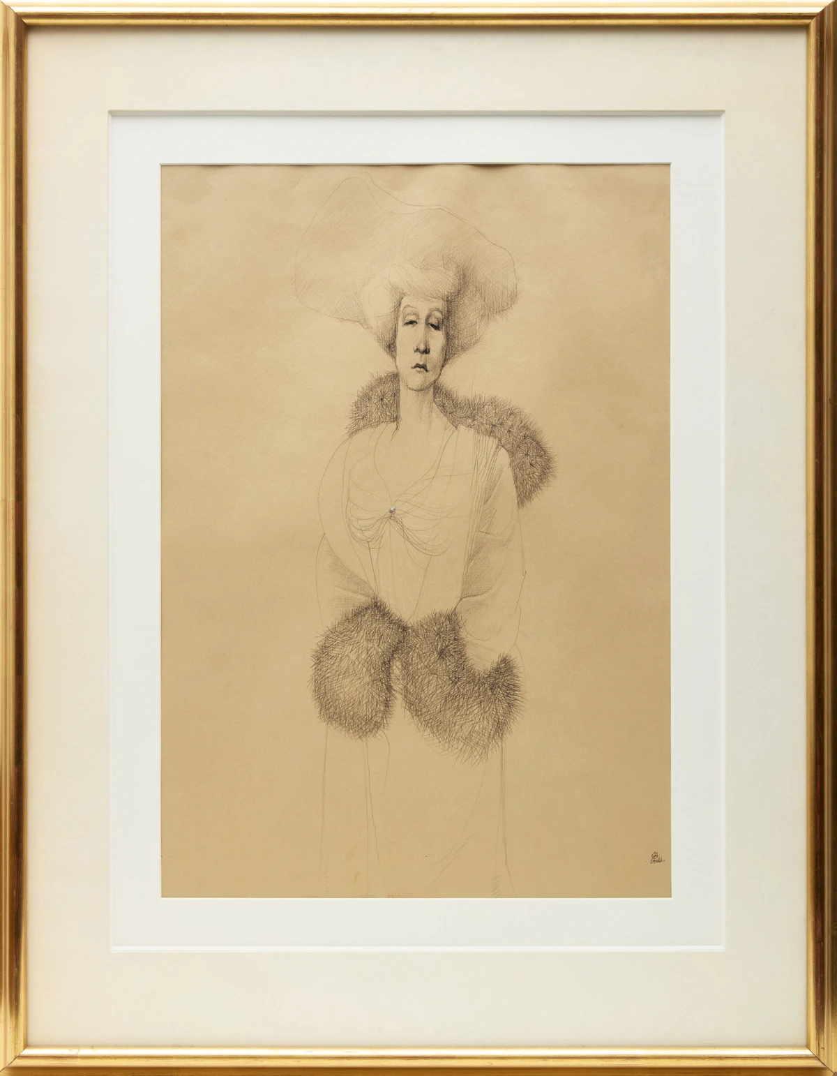 John Gould, The Grandmother (Study for Ancestors), conté on paper - view 2