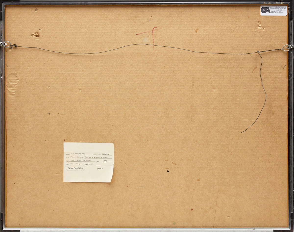 Mia Westerlund, Pulse Series (Yellow - Black), three coloured pencil on paper, 1973 - view 3