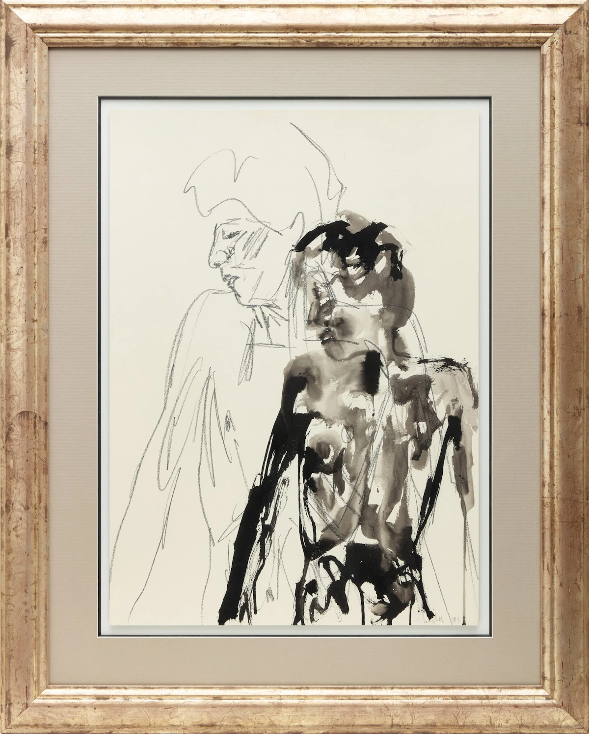 Nino Longobardi, Untitled (Youth), charcoal and ink on paper, 1983 - view 2