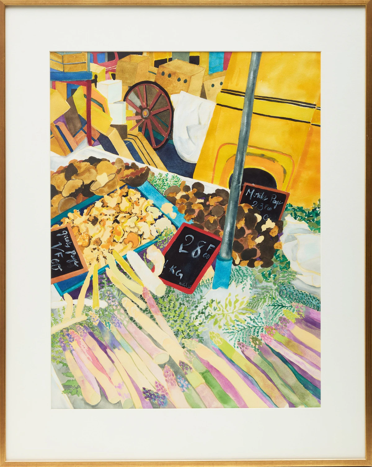 Karen Kulyk, Asparagus and Mushroom Workers-Nice; View of the Brighton Studio Garden with Garden Chairs and Radishes, two watercolours - view 2