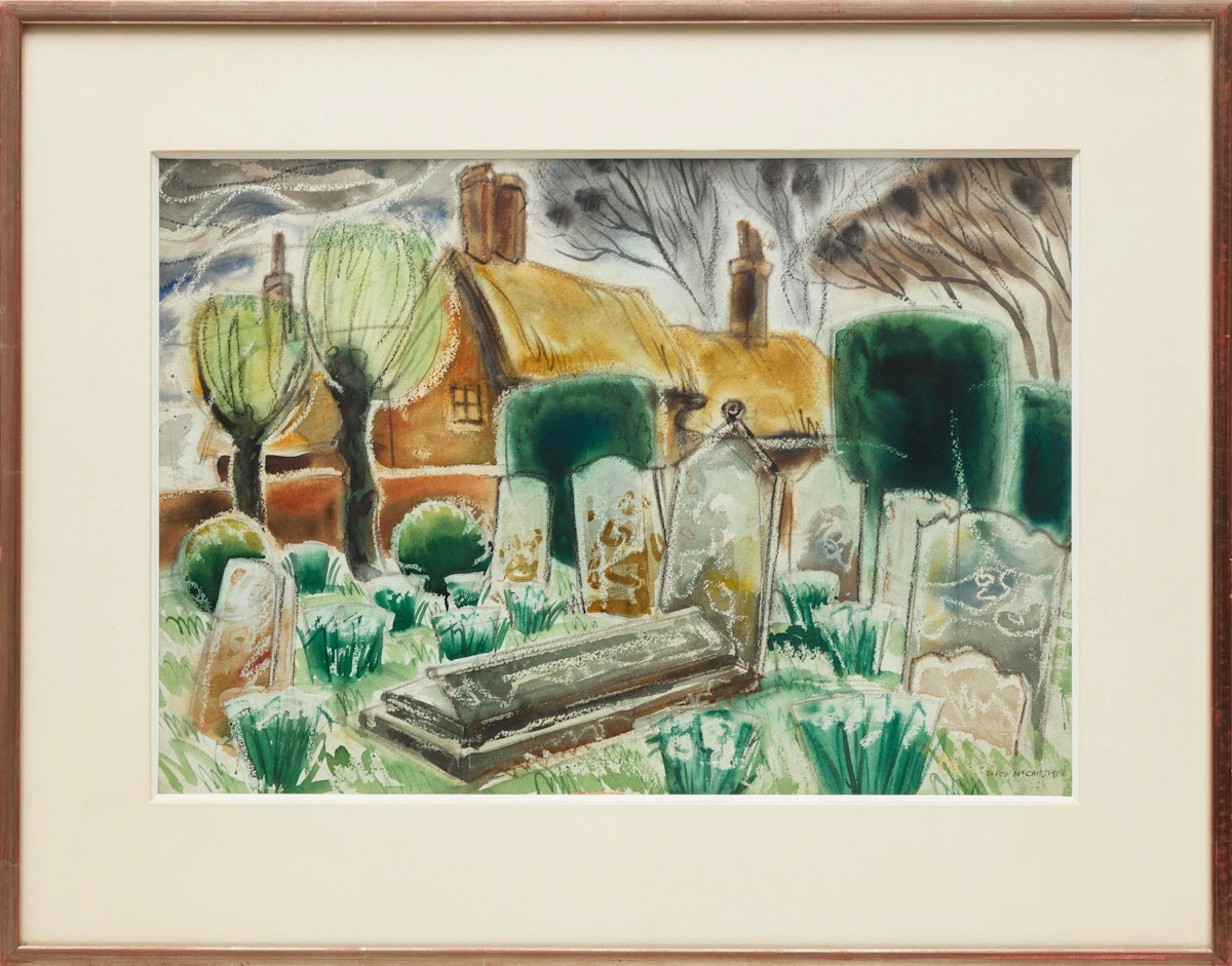 Doris Jean McCarthy, Cavendish Church-Yard, Essex, watercolour, 1951 - view 2