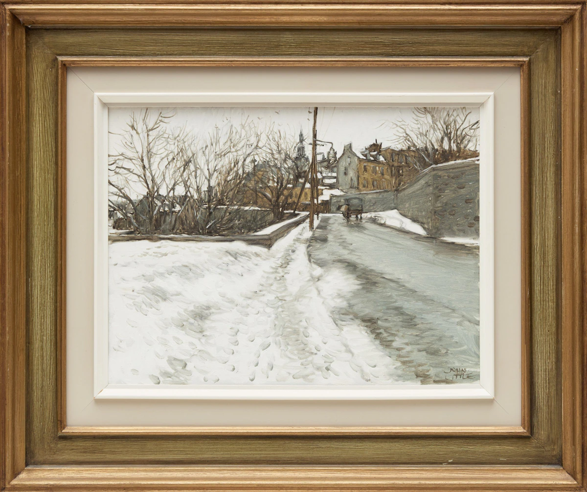 John Little, Rue des Remparts vers Hamel, Québec, oil on canvas, 1977 - view 2