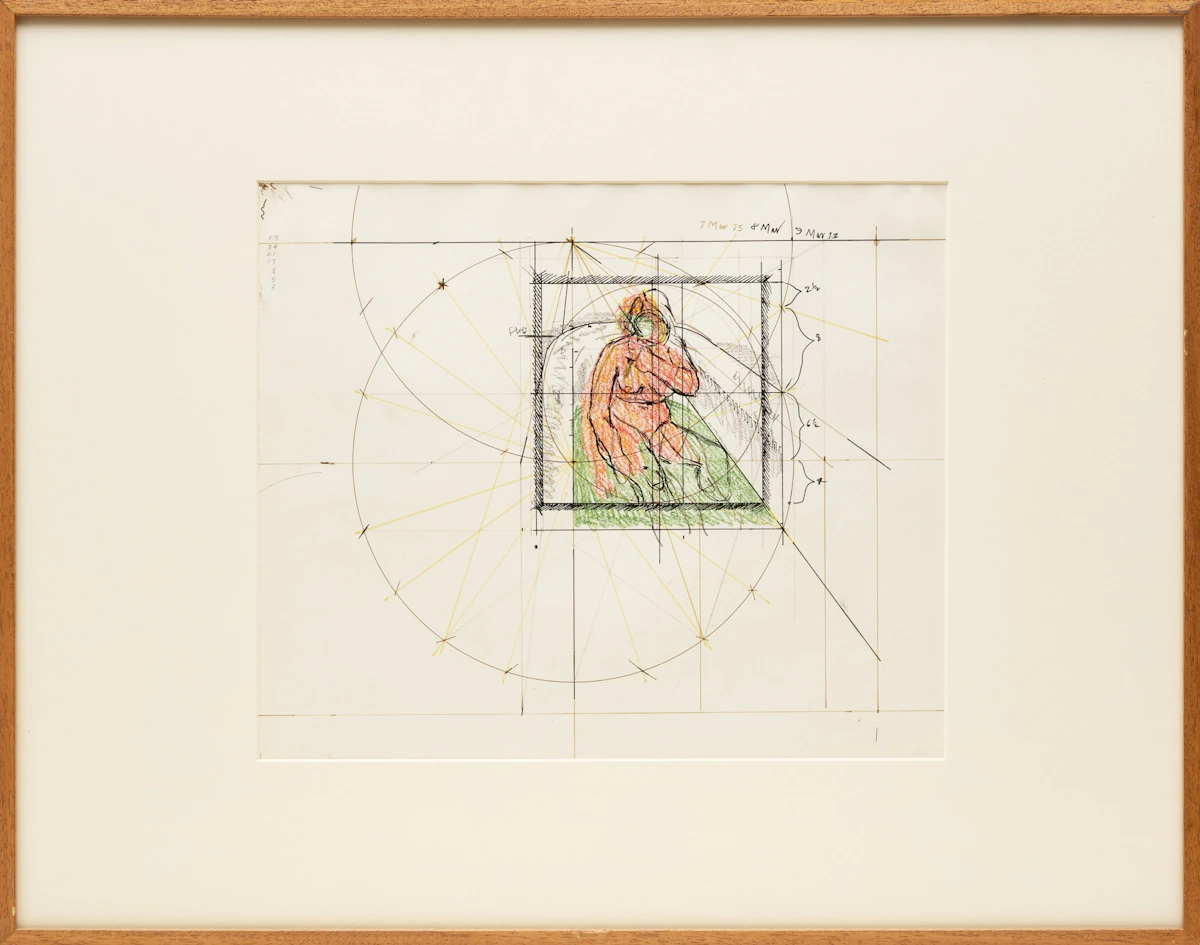 Alex Colville, Study for Woman in Bathtub, ink and graphite - view 2
