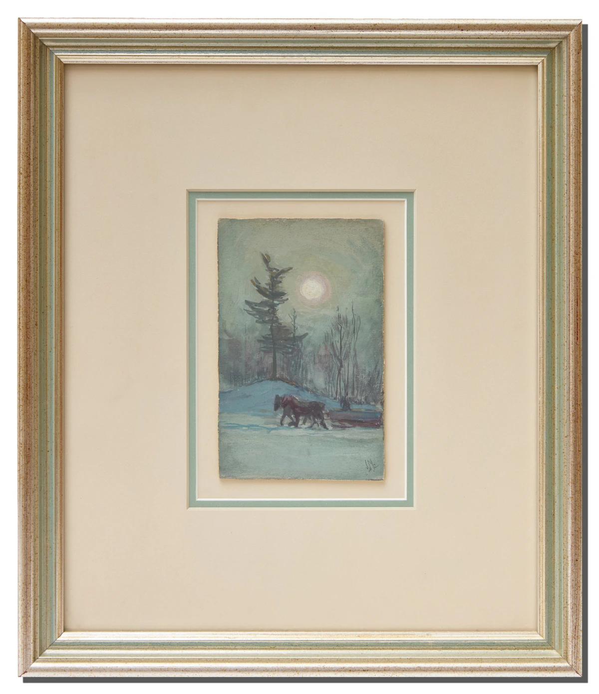 James Edward Hervey MacDonald, Sleigh, Moonlight, gouache on paper laid on board, circa 1908 - view 2