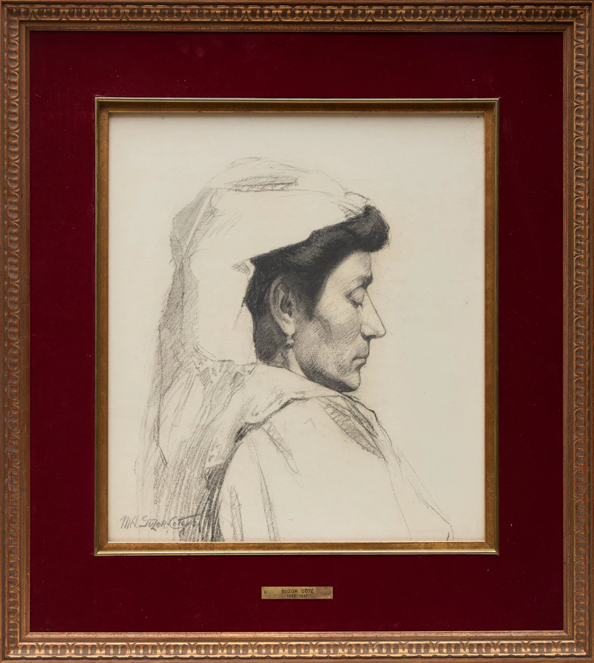 Marc-Aurèle de Foy Suzor-Coté, Portrait de Bretonne, charcoal, circa 1904 - view 2