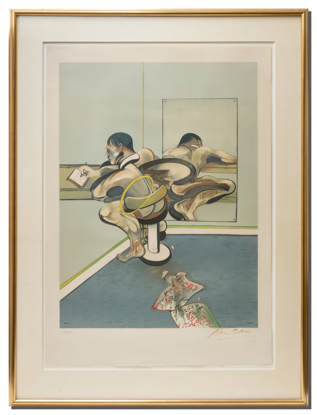 Francis Bacon, Figure Writing Reflected in a Mirror, colour lithograph on Arches wove paper, 1977 - view 2