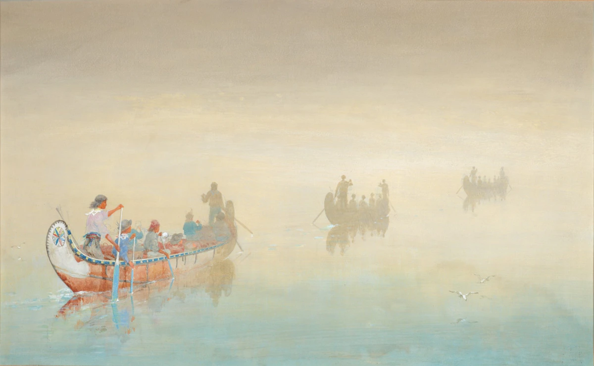 Canoes in a Fog, Lake Superior by Frances Anne Hopkins
