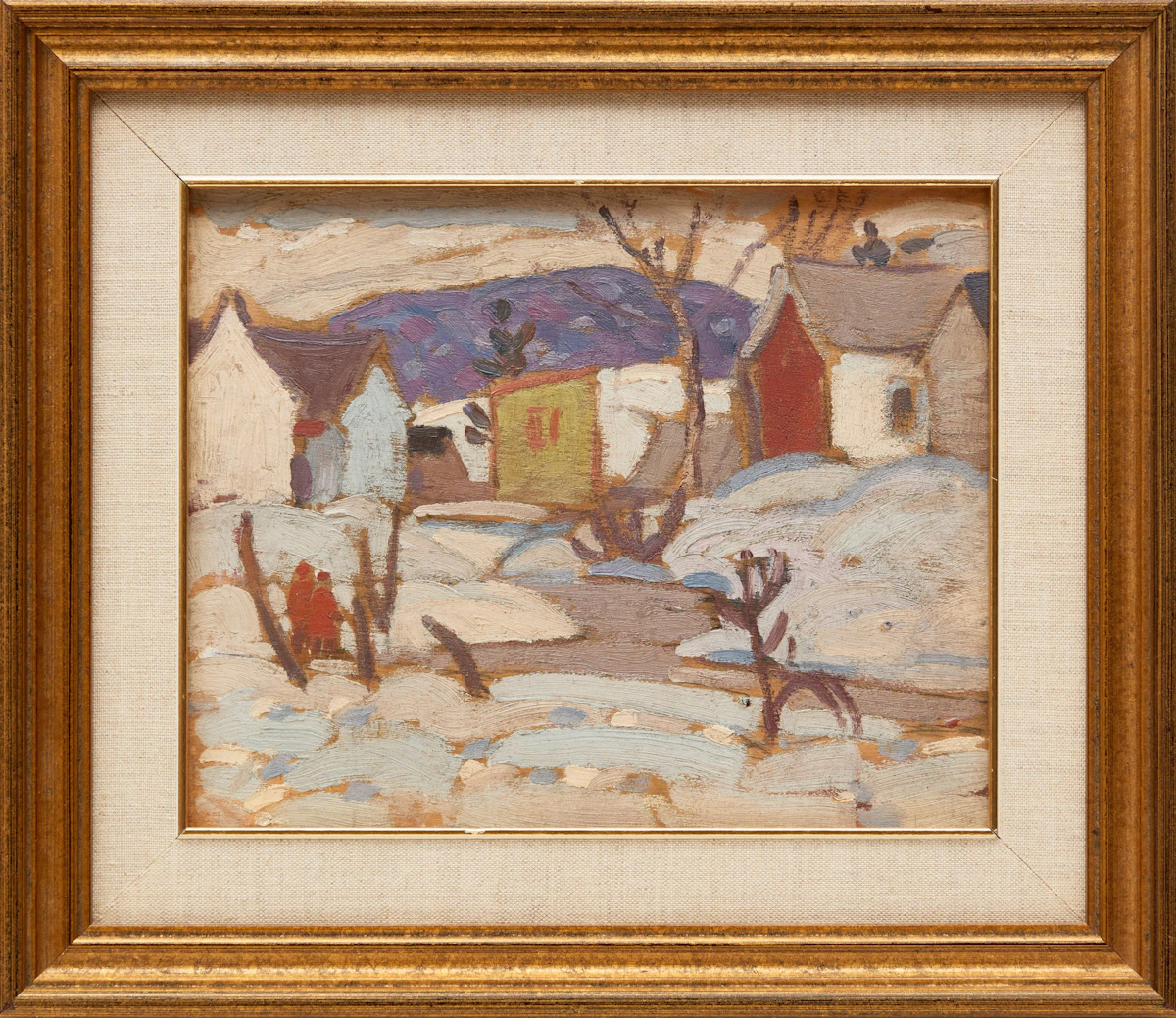 Attributed to Randolph Stanley Hewton, Winter Landscape with Figures; Horse and Sleigh in Winter, double-sided oil on board - view 2