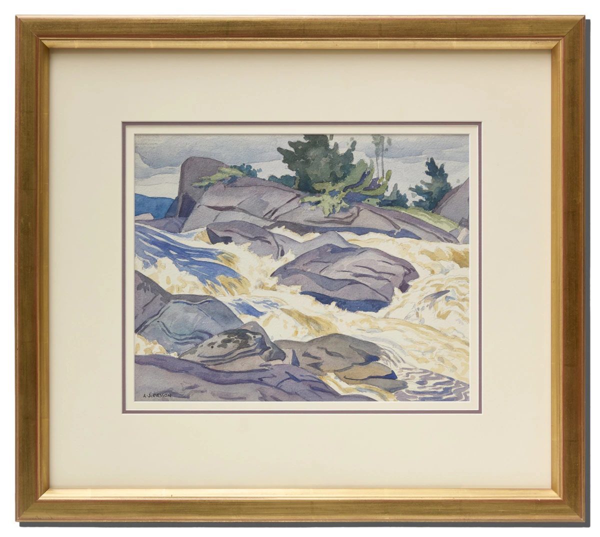 Alfred Joseph Casson, Falls at Bracebridge, Ontario, watercolour, circa 1950 - view 2
