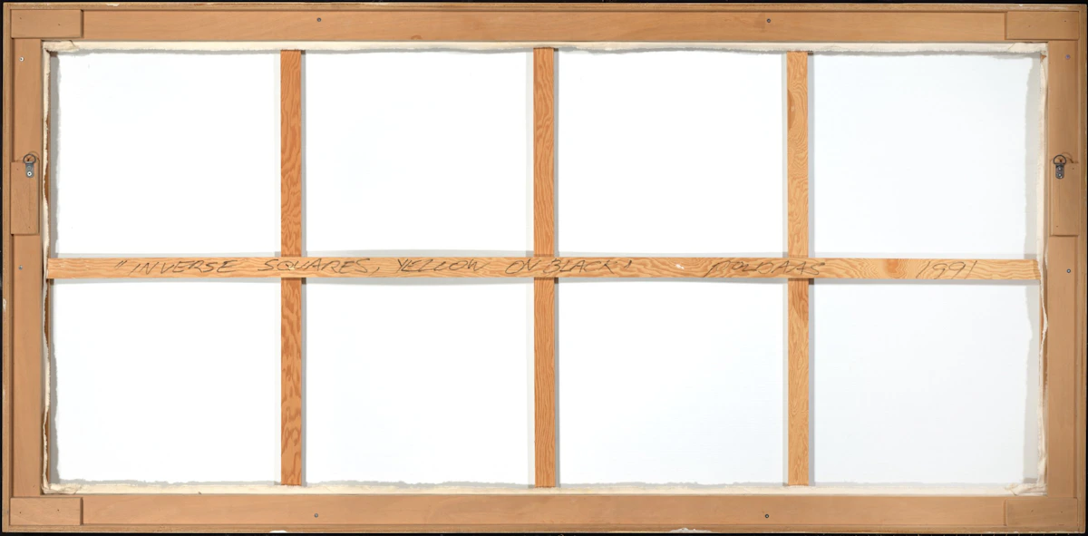 Jaan  Poldaas, Inverse Squares (Yellow on Black), oil on canvas, 1991 - view 3