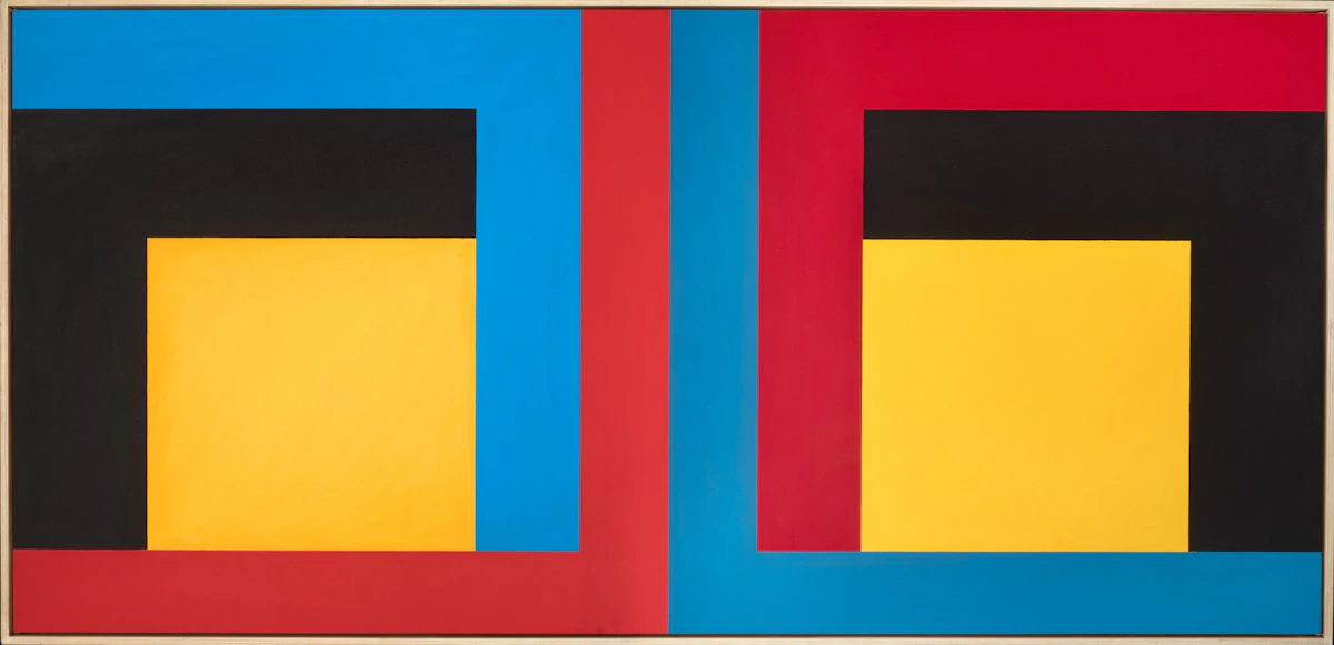 Jaan  Poldaas, Inverse Squares (Yellow on Black), oil on canvas, 1991 - view 2