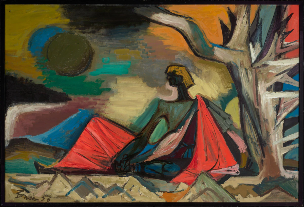 Jack Hamilton Bush, Young Man–Old Problem/Repose, oil on masonite, April-May 1953 - view 2