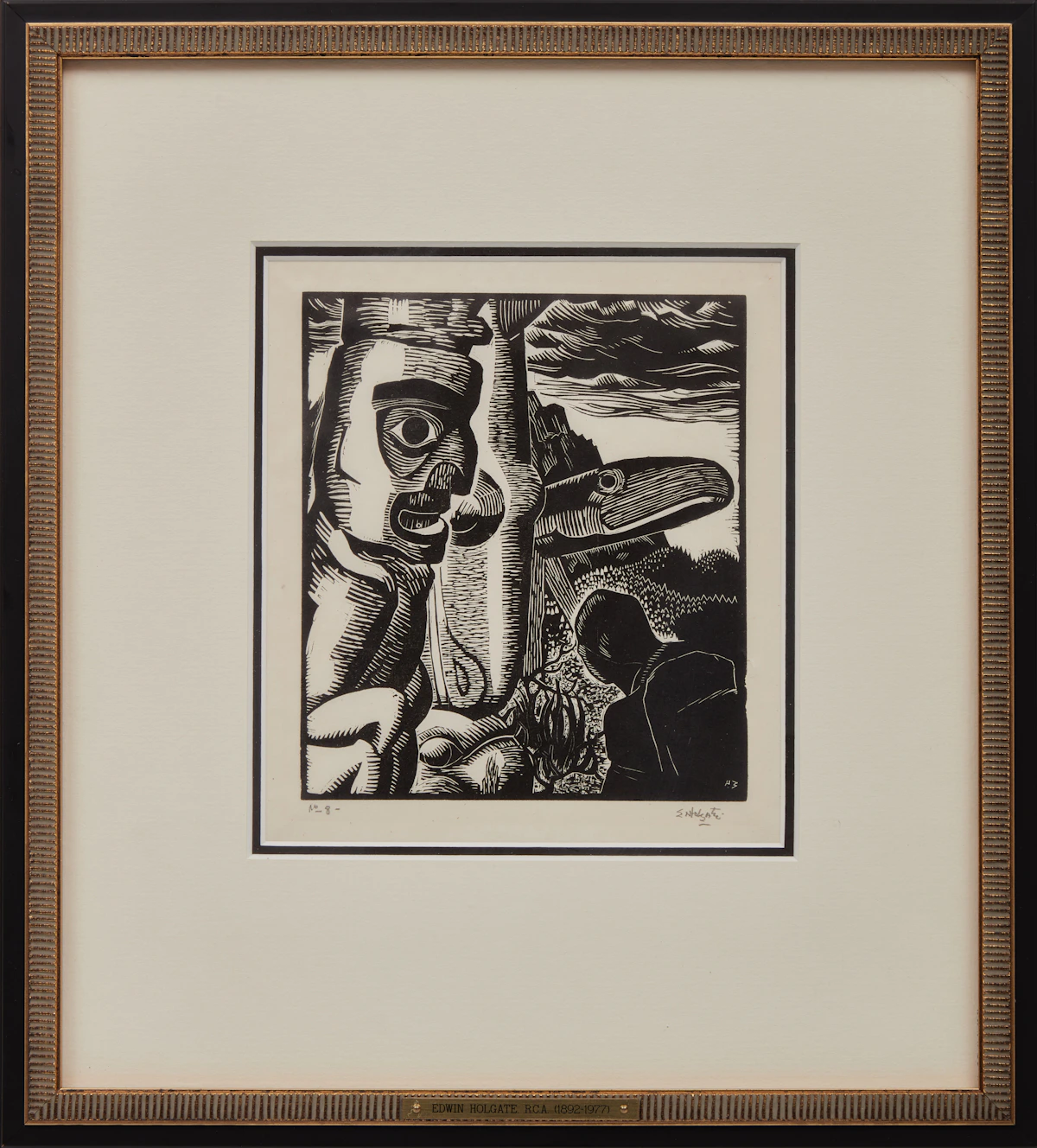Edwin Headley Holgate, Totem Poles, no. 3, wood engraving, 1926 - view 2