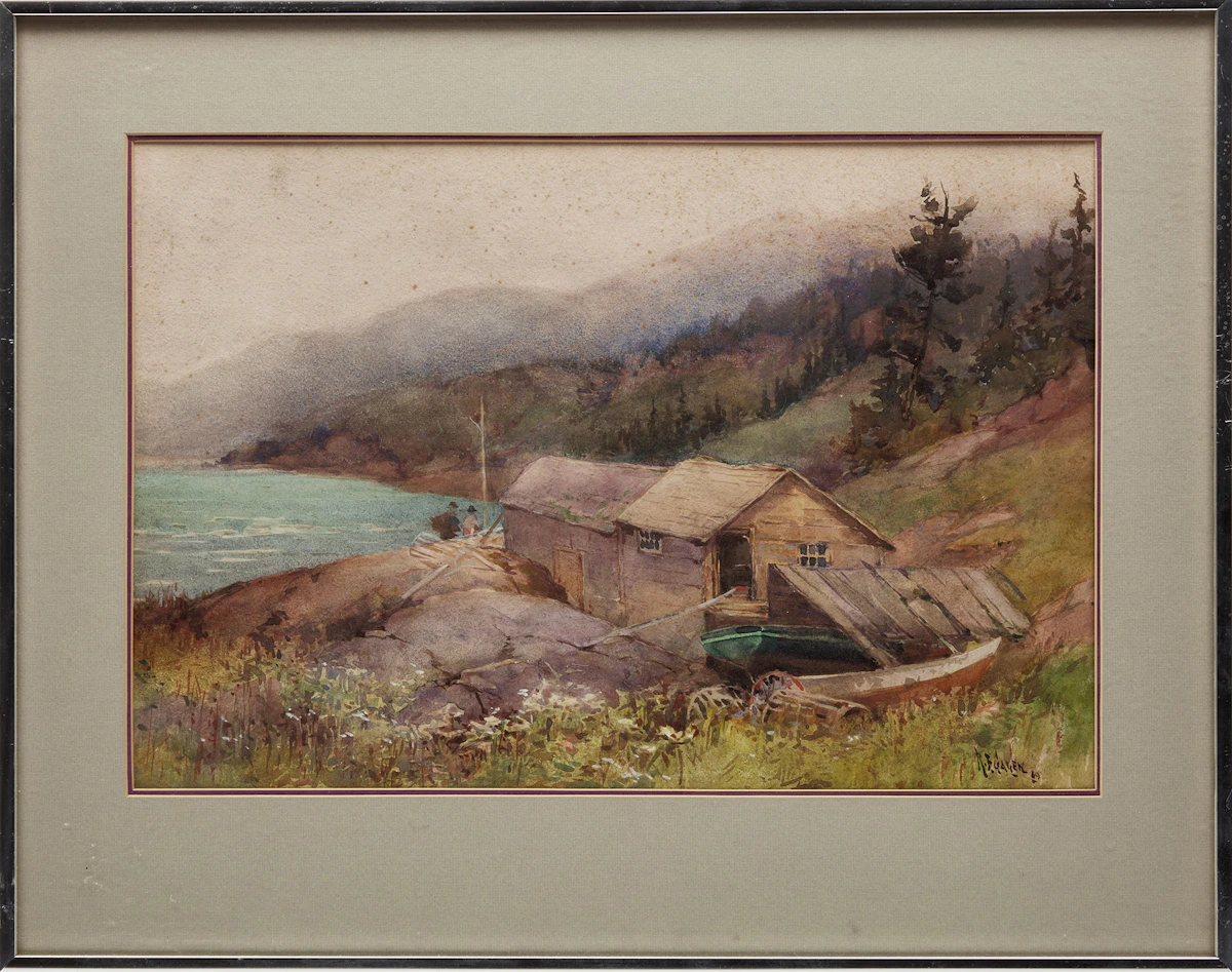 Robert Ford Gagen, Untitled (Boathouse on the Shoreline), 1889, watercolour - view 2