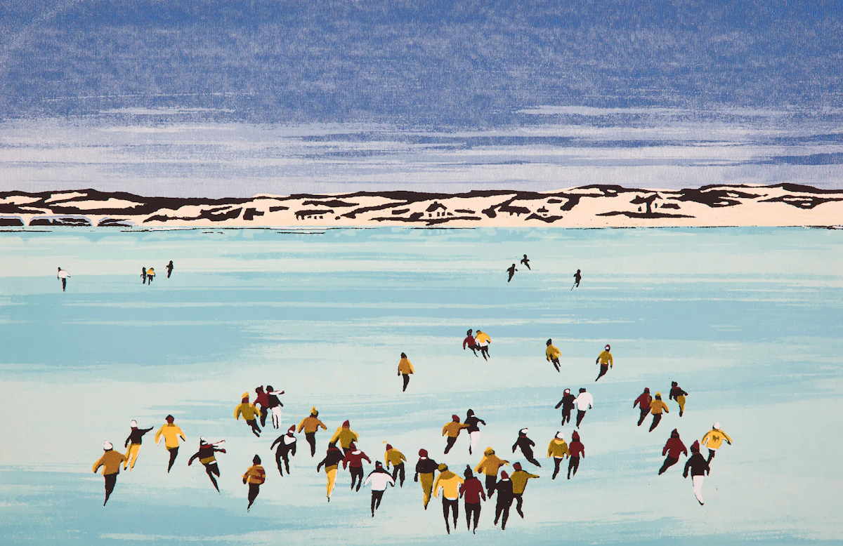 Molly Lamb Bobak, Skaters, original colour silkscreen