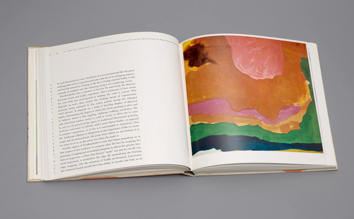 Helen Frankenthaler, Painted Book Cover, 1971, acrylic on canvas bound monograph of the artist, with text by Barbara Rose, designed by Robert Motherwell - view 4