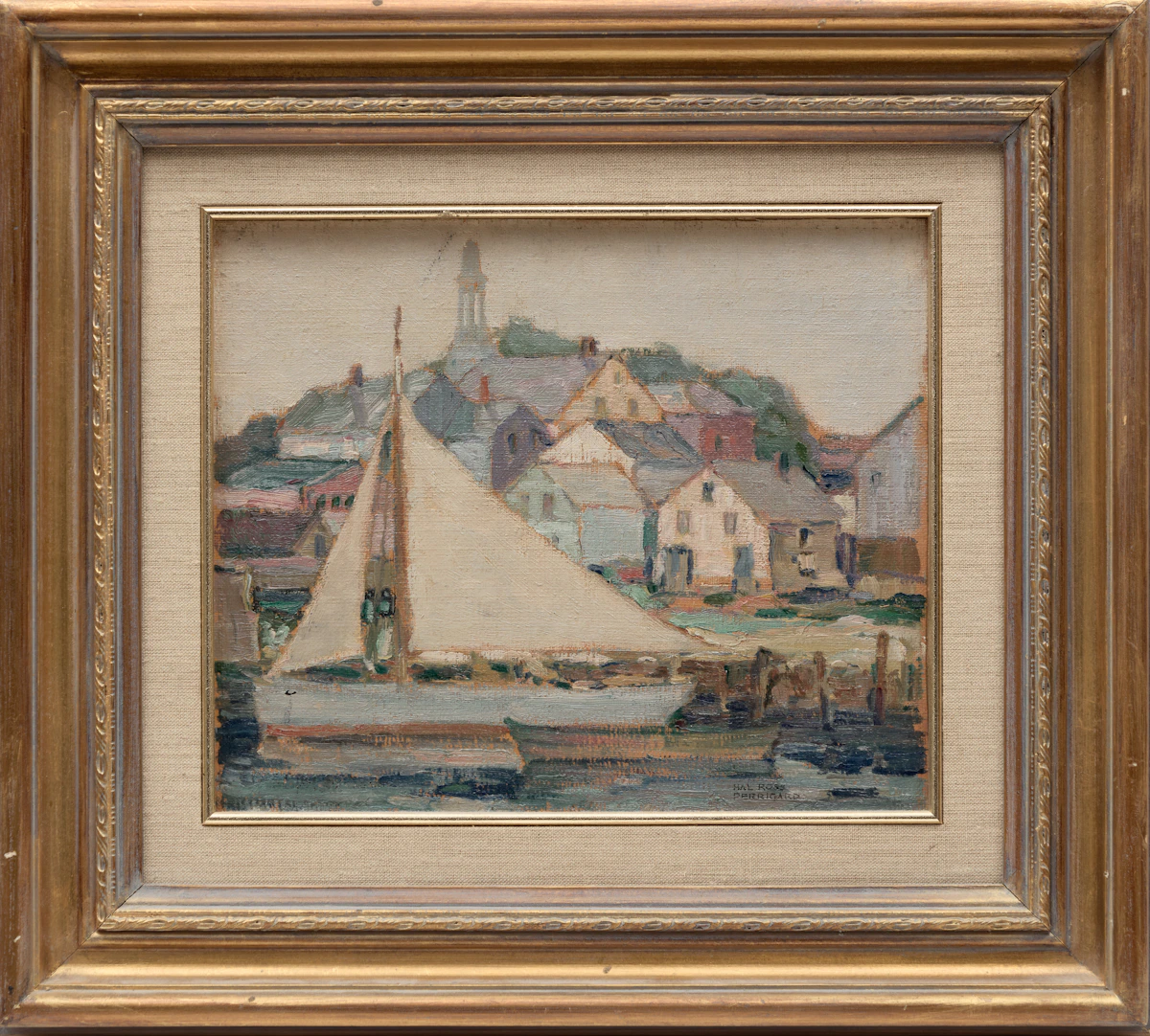 Hal Ross Perrigard, Gray Morning in Old Harbour, Rockport, Mass., oil on board - view 2