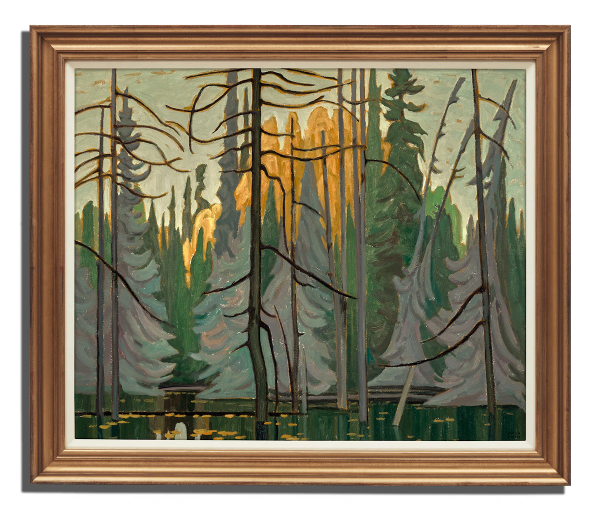 Lawren Stewart Harris, Tamarack Swamp, Algoma, oil on board, circa 1950 - view 2