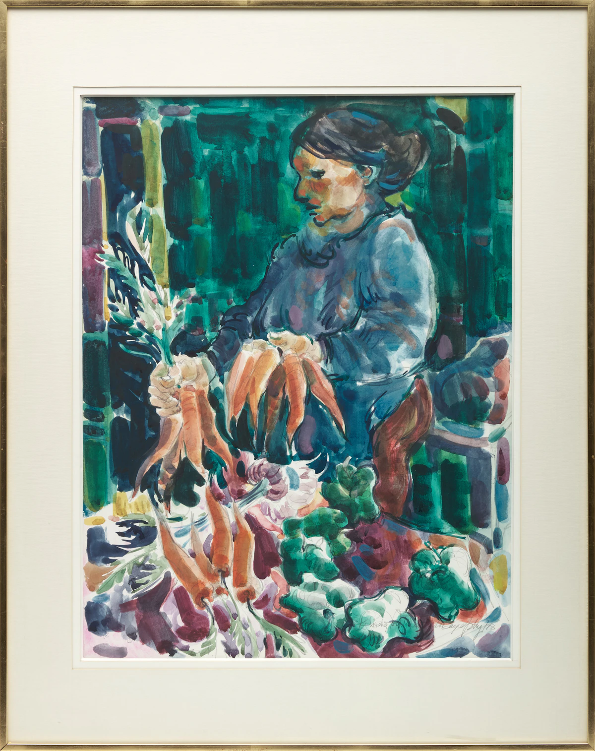 Aba Bayefsky, Kensington Market (Carrots), watercolour, 1978 - view 2