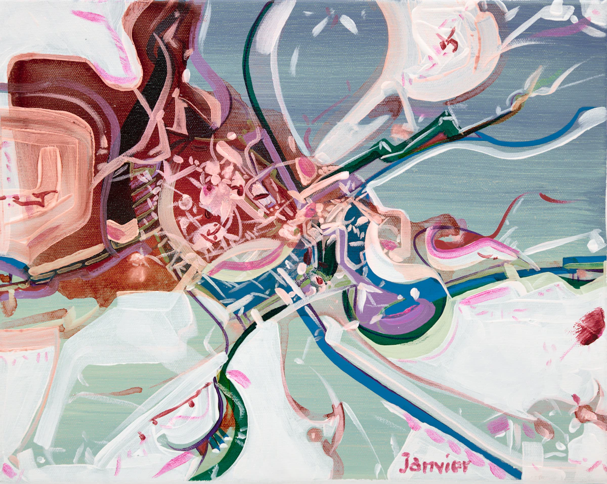 Alex Simeon Janvier, Good Spain Music, 2023, acrylic on canvas