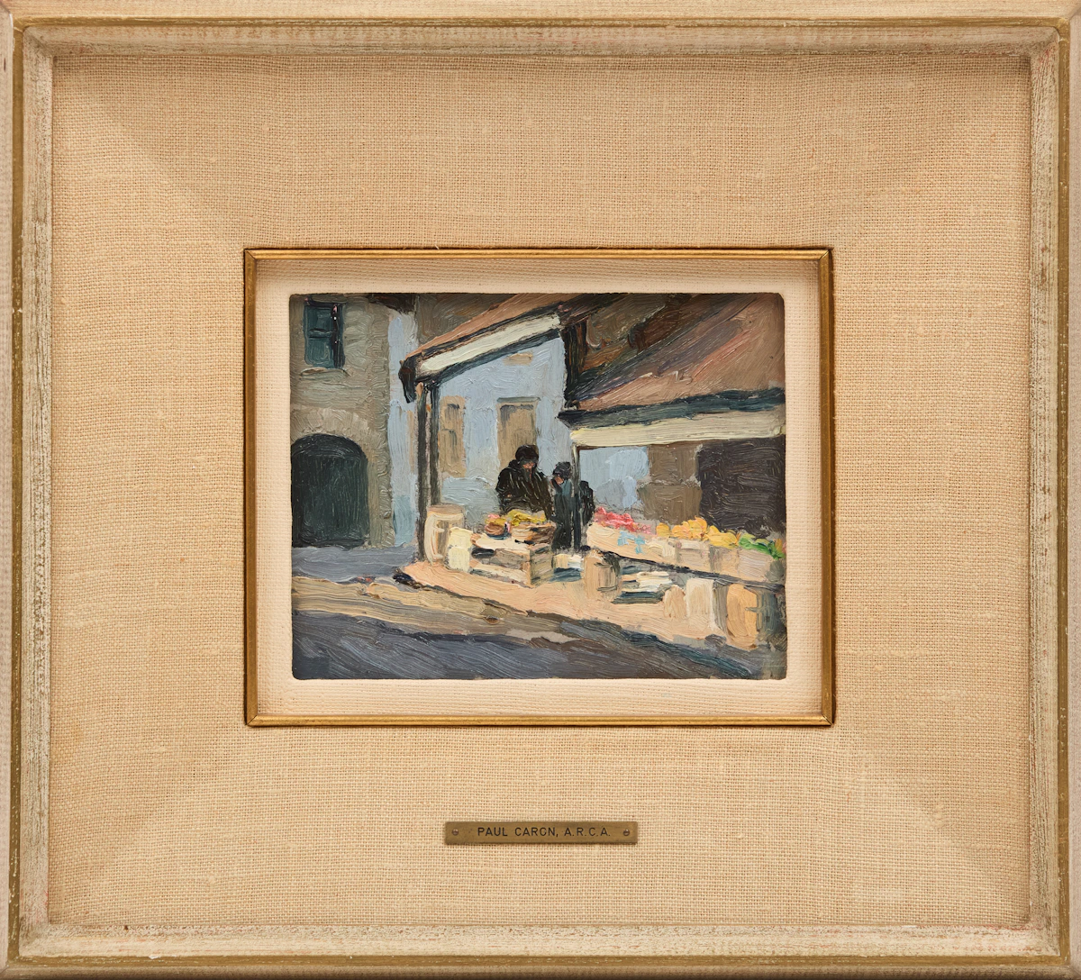 Paul Archibald Caron, Fruit and Flower Vendors, Bonsecours Market, Montreal, oil on board - view 2