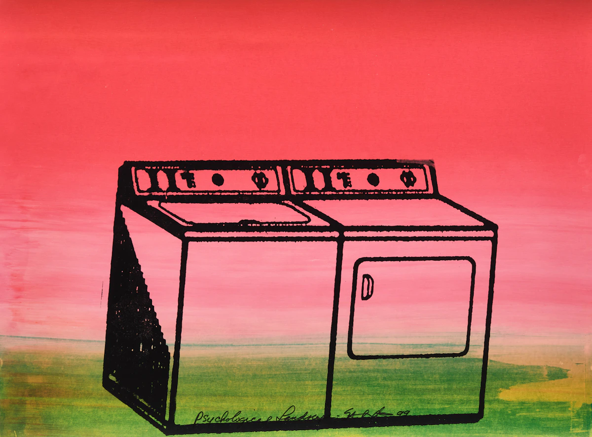 Iain Baxter&, Liberalizing Landscape; Psychological Landscape, two mixed media monotypes