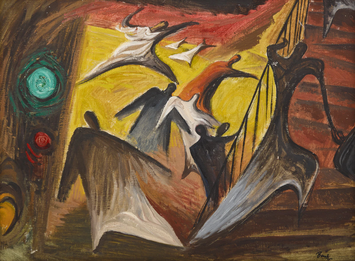 Jack Hamilton Bush, Rushing Home, oil on board