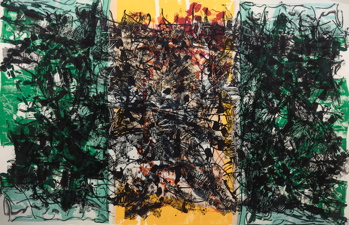 Jean Paul Riopelle, Triptyque orange, colour lithograph, 1967