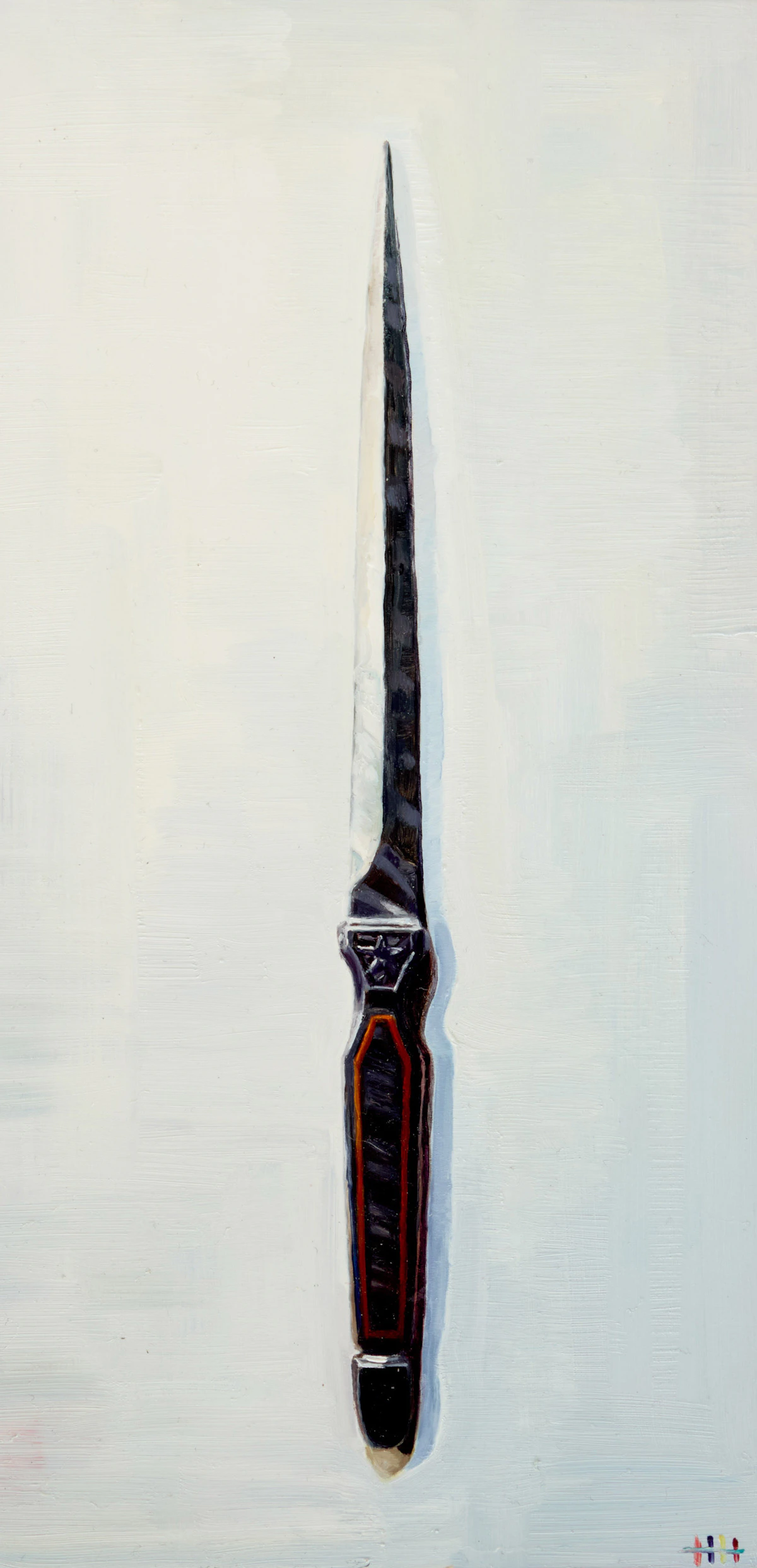 Heather Horton, Damascus Steel Bodkin, oil on board