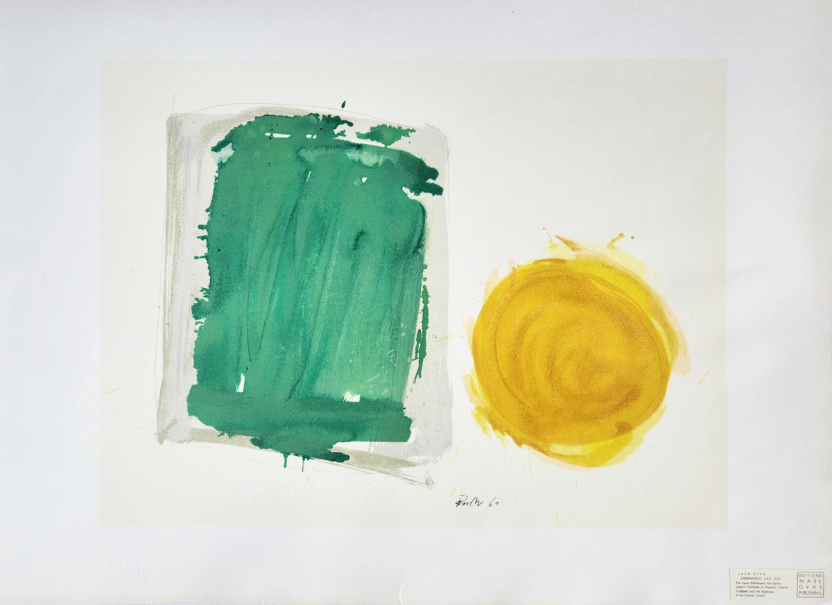 Jack Hamilton Bush, Greenfield and Sun, colour lithograph, 1960