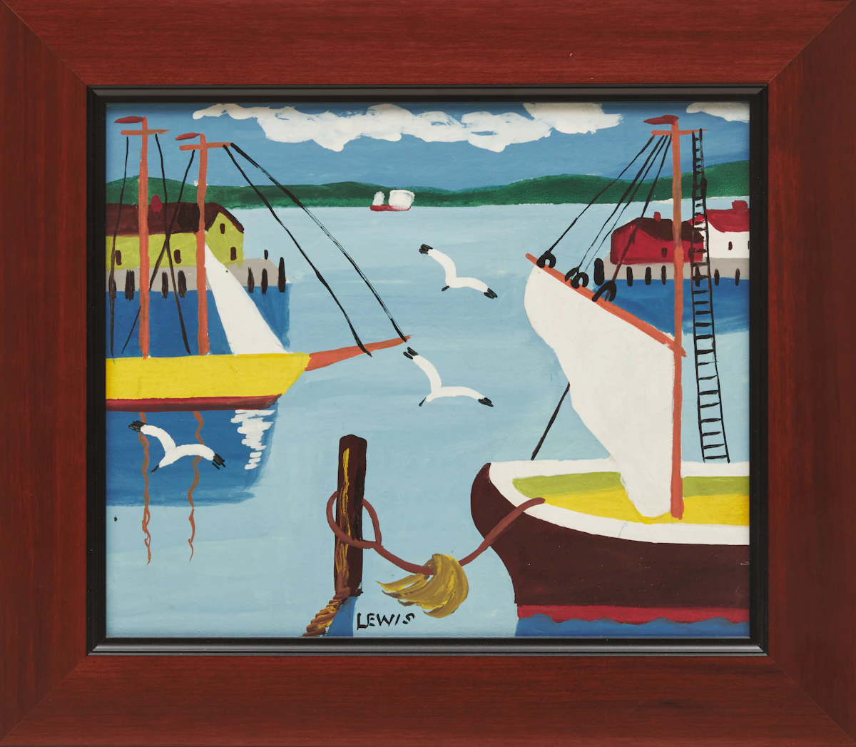 Maud Lewis, Digby Harbour, mixed media on board, circa 1965 - view 2