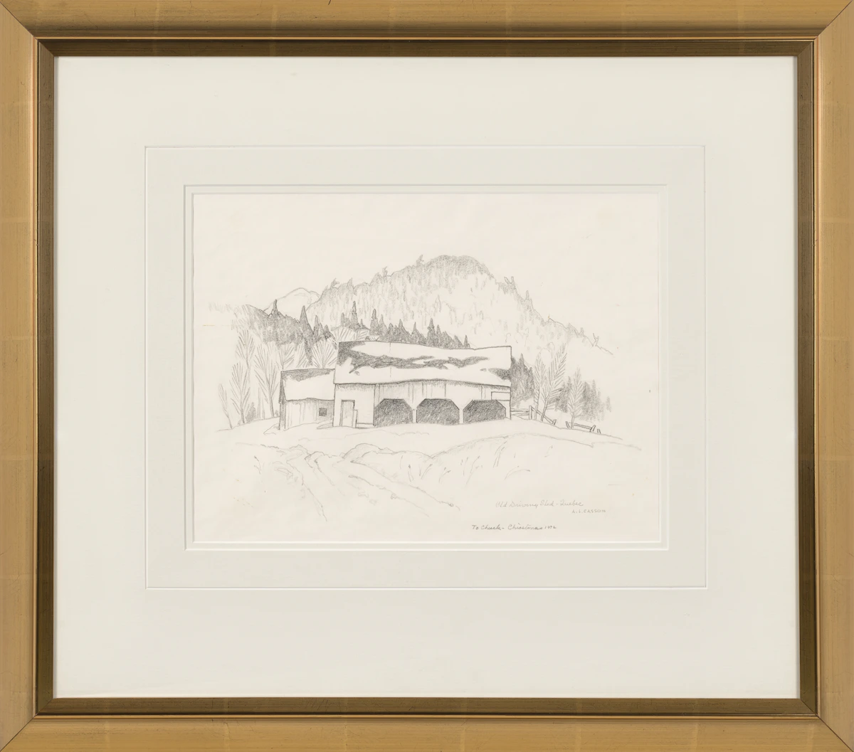 Alfred Joseph Casson, Old Driving Shed, graphite, circa 1972 - view 2